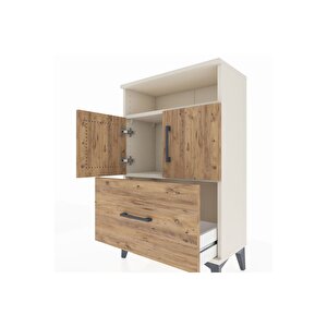 Arges Komodin 2 Raflı Tek Çekmeceli 2 Kapaklı 60x30x96 Aytaşı-çam
