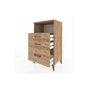 Hyperion Komodin Tek Raflı 3 Çekmeceli 60x44x106 Çam-çam