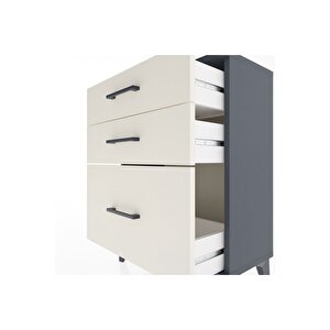 Arges Komodin 3 Çekmeceli 60x30x80 Antrasit-aytaşı