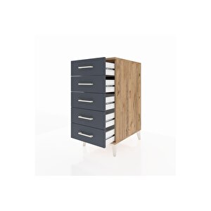 Kronos Komodin 5 Çekmeceli 44x59x96 Çam-antrasit