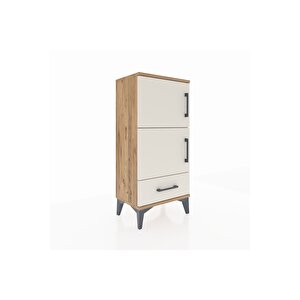 Arges Komodin 4 Raflı Tek Çekmeceli 2 Kapaklı 44x30x96 Çam-aytaşı