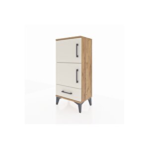 Arges Komodin 4 Raflı Tek Çekmeceli 2 Kapaklı 44x30x96 Çam-aytaşı