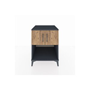 Kronos Komodin 2 Raflı 2 Kapaklı 60x59x80 Antrasit-çam