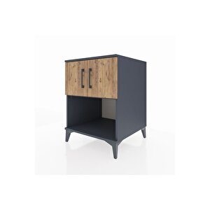 Kronos Komodin 2 Raflı 2 Kapaklı 60x59x80 Antrasit-çam