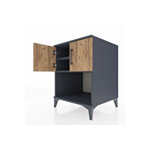 Kronos Komodin 2 Raflı 2 Kapaklı 60x59x80 Antrasit-çam