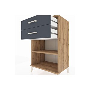 Hyperion Komodin Tek Raflı 2 Çekmeceli 60x44x96 Çam-antrasit