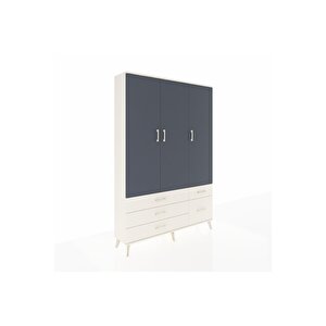 Arges Dolap 5 Raflı 5 Çekmeceli Tek Askılı 132x30x195 Aytaşı-antrasit/aytaşı