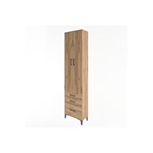 Arges Dolap 4 Raflı 3 Çekmeceli 2 Kapaklı 60x30x243 Çam-çam
