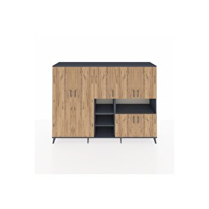 Hyperion Dolap 13 Raflı 7 Kapaklı 220x44x163 Antrasit-çam/antrasit