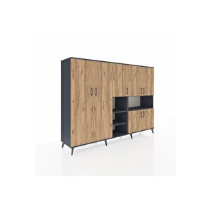 Hyperion Dolap 13 Raflı 7 Kapaklı 220x44x163 Antrasit-çam/antrasit