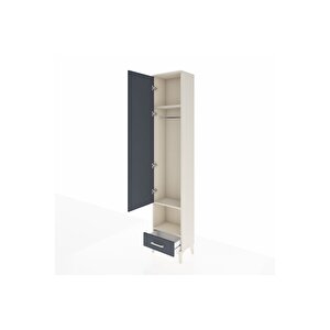 Arges Dolap 3 Raflı Tek Çekmeceli Tek Askılı 44x30x221 Aytaşı-antrasit