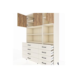 Hyperion Dolap 8 Raflı 8 Çekmeceli 3 Kapaklı 132x44x195 Aytaşı-çam/aytaşı