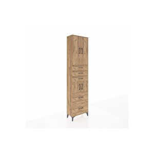 Arges Dolap 4 Raflı 5 Çekmeceli 4 Kapaklı 60x30x243 Çam-çam