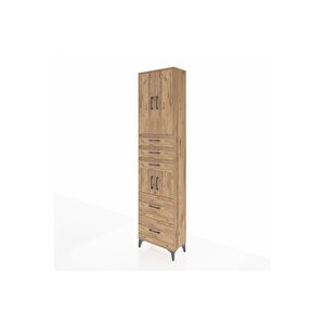 Arges Dolap 4 Raflı 5 Çekmeceli 4 Kapaklı 60x30x243 Çam-çam