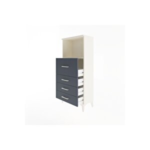 Arges Dolap Tek Raflı 4 Çekmeceli 60x30x134 Aytaşı-antrasit