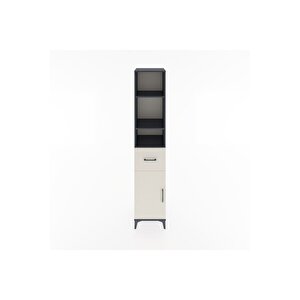 Hyperion Dolap 4 Raflı Tek Çekmeceli Tek Kapaklı 44x44x221 Antrasit-aytaşı