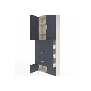 Arges Dolap 3 Raflı 3 Çekmeceli 4 Kapaklı 88x30x243 Aytaşı-antrasit