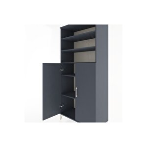 Hyperion Dolap 5 Raflı 2 Kapaklı 88x44x195 Antrasit-antrasit