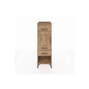 Kronos Dolap Tek Raflı 3 Çekmeceli Tek Kapaklı 44x59x134 Çam-çam