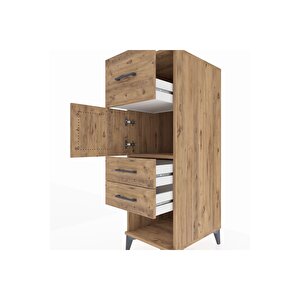 Kronos Dolap Tek Raflı 3 Çekmeceli Tek Kapaklı 44x59x134 Çam-çam