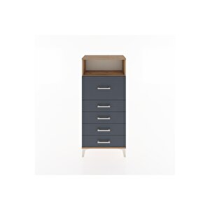 Hyperion Dolap Tek Raflı 5 Çekmeceli 60x44x134 Çam-antrasit