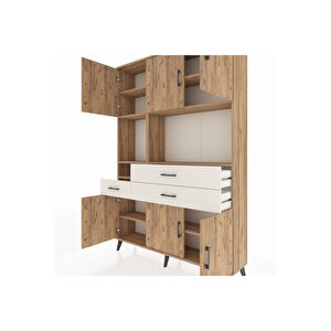 Arges Dolap 9 Raflı 3 Çekmeceli 6 Kapaklı 132x30x195 Çam-çam/aytaşı