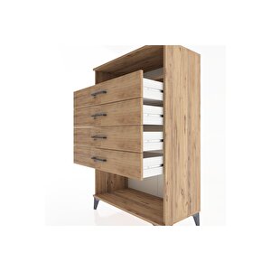 Hyperion Dolap Tek Raflı 4 Çekmeceli 88x44x134 Çam-çam