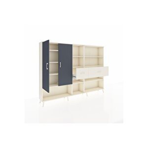 Arges Dolap 10 Raflı 2 Çekmeceli 2 Kapaklı 220x30x163 Aytaşı-antrasit/aytaşı