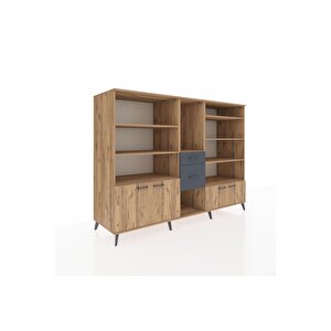 Kronos Dolap 10 Raflı 2 Çekmeceli 4 Kapaklı 220x59x163 Çam-çam/antrasit