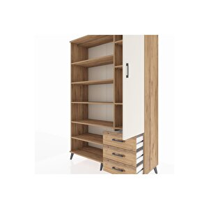 Hyperion Dolap 9 Raflı 3 Çekmeceli Tek Kapaklı  132x44x195 Çam-aytaşı/çam