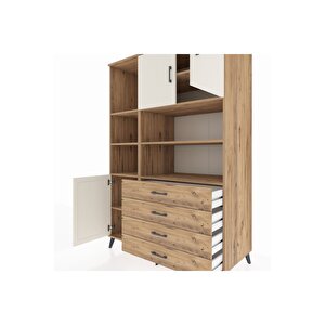 Kronos Dolap 8 Raflı 4 Çekmeceli 3 Kapaklı 132x59x195 Çam-aytaşı/çam