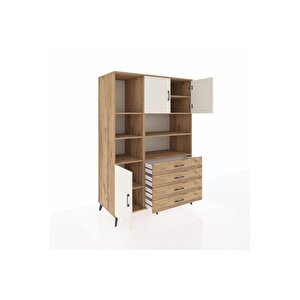 Kronos Dolap 8 Raflı 4 Çekmeceli 3 Kapaklı 132x59x195 Çam-aytaşı/çam