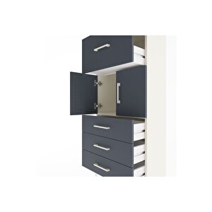 Arges Dolap Tek Raflı 4 Çekmeceli 2 Kapaklı 60x30x134 Aytaşı-antrasit