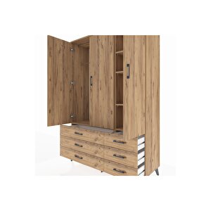 Hyperion Gardrop 5 Raflı 6 Çekmeceli Tek Askılı 132x44x195 Çam-çam