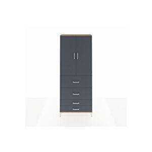 Arges Dolap 2 Raflı 4 Çekmeceli 2 Kapaklı 88x30x221 Çam-antrasit