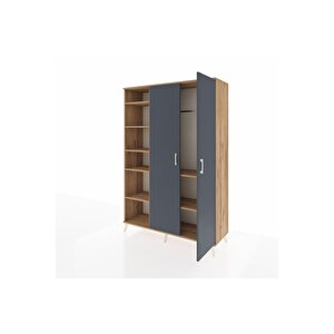 Hyperion Dolap 7 Raflı 2 Kapaklı Tek Askılı 132x44x195 Çam-antrasit/çam