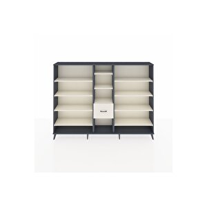 Arges Dolap 11 Raflı 3 Çekmeceli  220x30x163 Antrasit-aytaşı