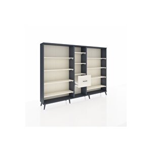 Arges Dolap 11 Raflı 3 Çekmeceli  220x30x163 Antrasit-aytaşı