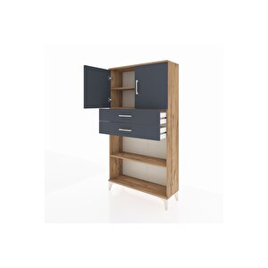 Arges Dolap 3 Raflı 2 Çekmeceli 2 Kapaklı 88x30x163 Çam-antrasit