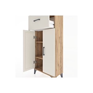 Hyperion Dolap 2 Raflı Tek Çekmeceli 2 Kapaklı 60x44x134 Çam-aytaşı