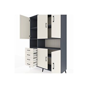 Hyperion Gardrop 7 Raflı 4 Çekmeceli 5 Kapaklı 132x44x195 Antrasit-aytaşı