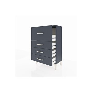 Arges Komodin 4 Çekmeceli 60x30x96 Antrasit-antrasit