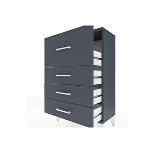 Arges Komodin 4 Çekmeceli 60x30x96 Antrasit-antrasit