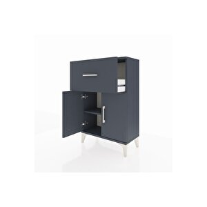 Arges Komodin Tek Raflı Tek Çekmeceli 2 Kapaklı 60x30x96 Antrasit-antrasit