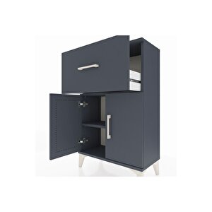 Arges Komodin Tek Raflı Tek Çekmeceli 2 Kapaklı 60x30x96 Antrasit-antrasit