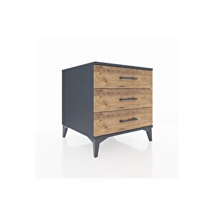 Kronos Komodin 3 Çekmeceli 60x59x64 Antrasit-çam