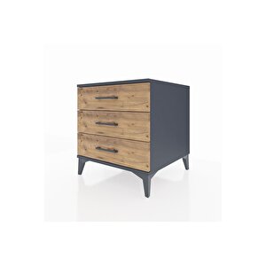 Kronos Komodin 3 Çekmeceli 60x59x64 Antrasit-çam