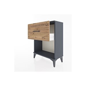 Arges Komodin Tek Çekmeceli 60x30x80 Antrasit-çam