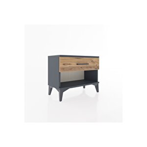 Arges Komodin Tek Çekmeceli 60x30x48 Antrasit-çam