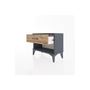 Arges Komodin Tek Çekmeceli 60x30x48 Antrasit-çam